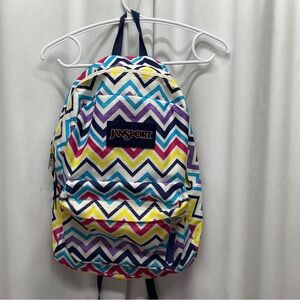 Jansport superbreak Student backpack Multi saucy Chevron pattern colorful